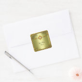Elite avocado groen goud vierkante sticker (Envelop)