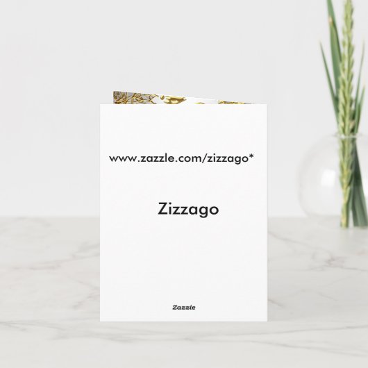 Elite Bedankkaart Elegant Wit Damast Goud (Achterkant)