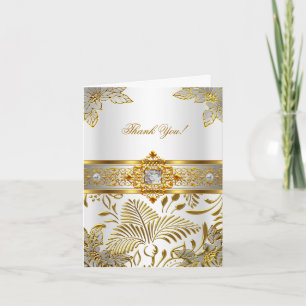 Elite Bedankkaart Elegant Wit Damast Goud