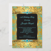 Elite Blauwgroen Blue Damask Pearl Birthday Party  Kaart (Voorkant)