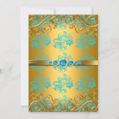 Elite Blauwgroen Blue Damask Pearl Birthday Party  Kaart (Achterkant)