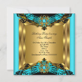 Elite Blauwgroen Blue Gem Gold Black Birthday Part Kaart (Achterkant)