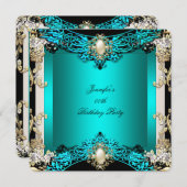 Elite Blauwgroen Cream Black Pearl Birthday 2 Kaart (Voorkant / Achterkant)