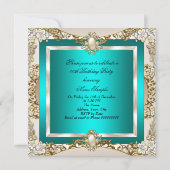 Elite Blauwgroen Cream Gold Pearl Birthday Party Kaart (Achterkant)