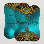 Elite blauwgroen Jade Gold Pearl Elegant Birthday  Kaart (Voorkant / Achterkant)