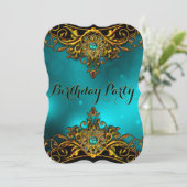 Elite blauwgroen Jade Gold Pearl Elegant Birthday  Kaart (Staand voorkant)