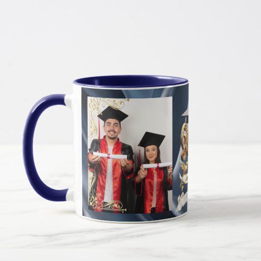 Elite BLEU-Marmer & Goud Gepersonaliseerde Afstude Mok (Links)