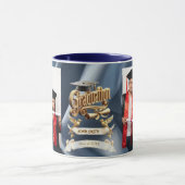 Elite BLEU-Marmer & Goud Gepersonaliseerde Afstude Mok (Midden)