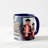 Elite BLEU-Marmer & Goud Gepersonaliseerde Afstude Mok (Voorkant rechts)