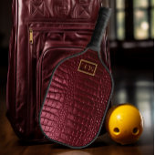 Elite Bourgondië Faux Krokodil Monogrammed Pickleball Paddle