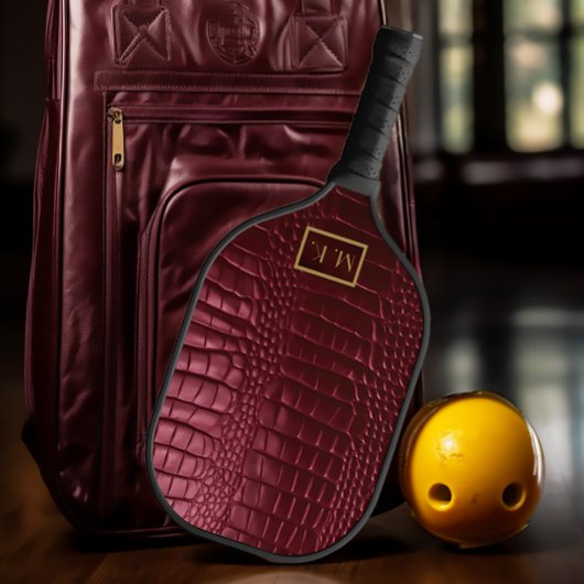 Elite Bourgondië Faux Krokodil Monogrammed Pickleball Paddle