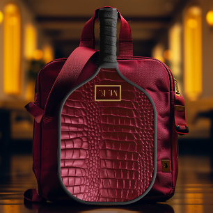 Elite Bourgondië Faux Krokodil Monogrammed Pickleball Paddle