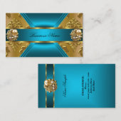 Elite Business Blauwgroen Blauw Goud Damask Jewel Visitekaartje (Voorkant / Achterkant)