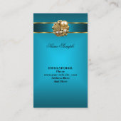 Elite Business Blauwgroen Blauw Goud Damask Jewel Visitekaartje (Achterkant)
