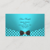 Elite Business Blauwgroen Blue Polka Dots Bow Stro Visitekaartje (Achterkant)