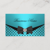 Elite Business Blauwgroen Blue Polka Dots Bow Stro Visitekaartje (Voorkant)