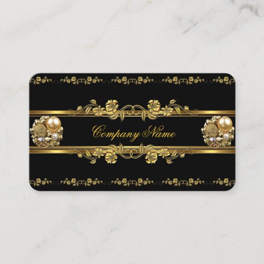 Elite Business Gold Elegante Bloemen Juweel Visitekaartje (Voorkant)