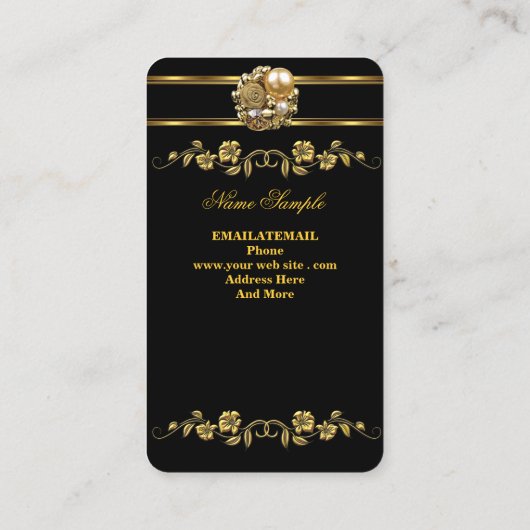 Elite Business Gold Elegante Bloemen Juweel Visitekaartje (Achterkant)