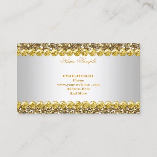 Elite Business Gold Silver Diamond Glitter 4 Visitekaartje (Achterkant)