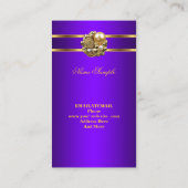 Elite Business Paarse Gold Elegant Damask Jewel Visitekaartje (Achterkant)