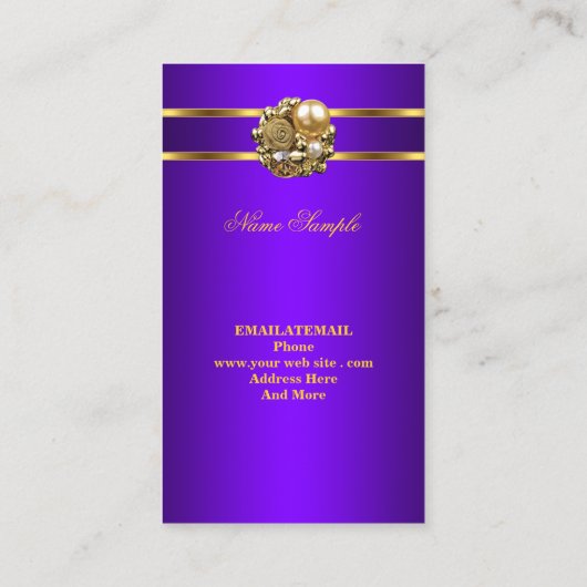 Elite Business Paarse Gold Elegant Damask Jewel Visitekaartje (Achterkant)
