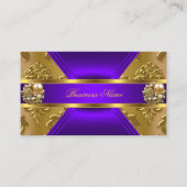 Elite Business Paarse Gold Elegant Damask Jewel Visitekaartje (Voorkant)