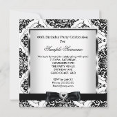 Elite Damask Silver Black White Birthday Party Kaart (Achterkant)