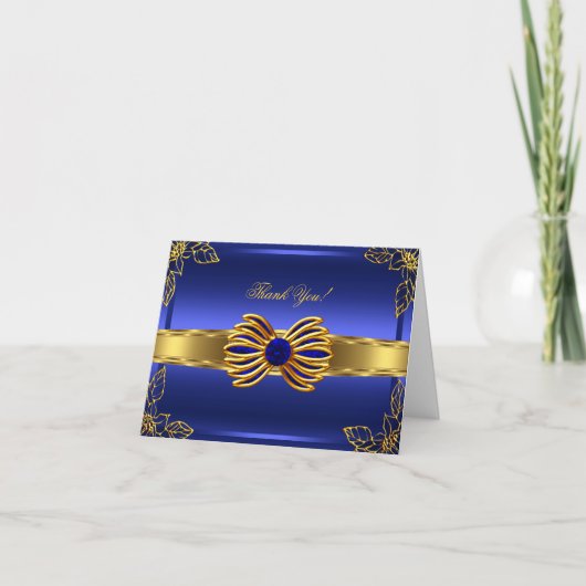 Elite Dankbetuigingskaart Elegante Blauwe Goud Bedankkaart (Voorkant)