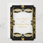 Elite Deco Golden Black Pearl White Birthday Party Kaart (Achterkant)
