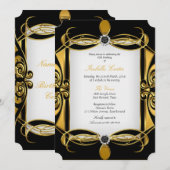 Elite Deco Golden Black Pearl White Birthday Party Kaart (Voorkant / Achterkant)