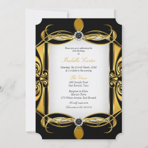 Elite Deco Golden Black Pearl White Birthday Party Kaart