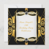 Elite Deco Golden Black Pearl White Birthday Party Kaart (Achterkant)