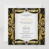 Elite Deco Golden Black Pearl White Birthday Party Kaart (Voorkant)