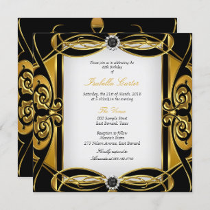 Elite Deco Golden Black Pearl White Birthday Party Kaart