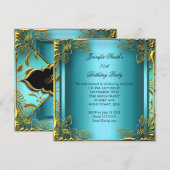 Elite Elegant Birthday Blauwgroen Gold Black Damas Kaart (Voorkant / Achterkant)