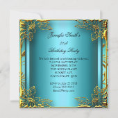 Elite Elegant Birthday Blauwgroen Gold Black Damas Kaart (Voorkant)