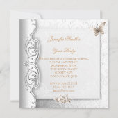 Elite Elegant Birthday Party Beige White Flowers Kaart (Achterkant)