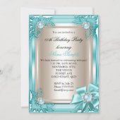 Elite Elegant Birthday Party Blauwgroen Cream Bow  Kaart (Voorkant)