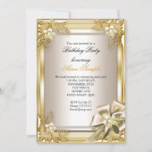 Elite Elegant Birthday Party Gold Cream Bow L Kaart (Voorkant)