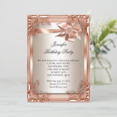 Elite Elegant Birthday Party Oranje Cream Kaart (Staand voorkant)