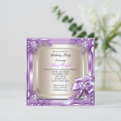 Elite Elegant Birthday Party Paarse Cream Bow Kaart (Staand voorkant)