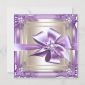 Elite Elegant Birthday Party Paarse Cream Bow Kaart (Achterkant)