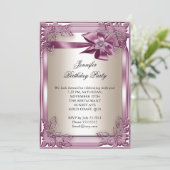 Elite Elegant Birthday Party Pink Cream Kaart (Staand voorkant)