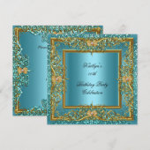 Elite Elegant Blauwgroen Gold op Gold Birthday Par Kaart (Voorkant / Achterkant)