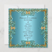 Elite Elegant Blauwgroen Gold op Gold Birthday Par Kaart (Achterkant)