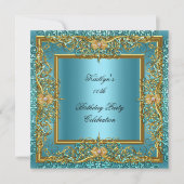 Elite Elegant Blauwgroen Gold op Gold Birthday Par Kaart (Voorkant)