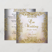 Elite Elegant Bruiloft Beige Goud Kaart (Voorkant / Achterkant)