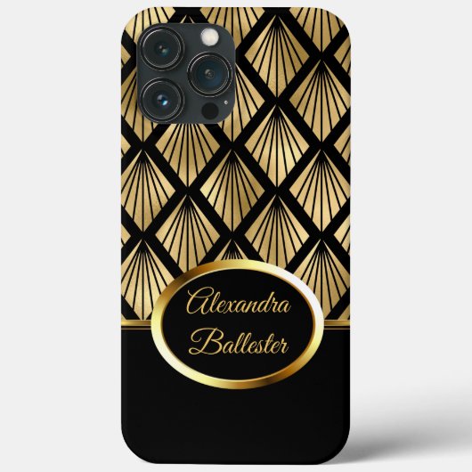 Elite Elegant Damask Art Deco Gold Black Case-Mate iPhone Case (Achterkant)