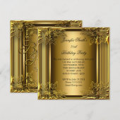 Elite Elegant Verjaardagsfeest Goud op Goud Kaart (Voorkant / Achterkant)