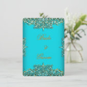 Elite Elegant Wedding  Blauwgroen Blue Gold Kaart (Staand voorkant)